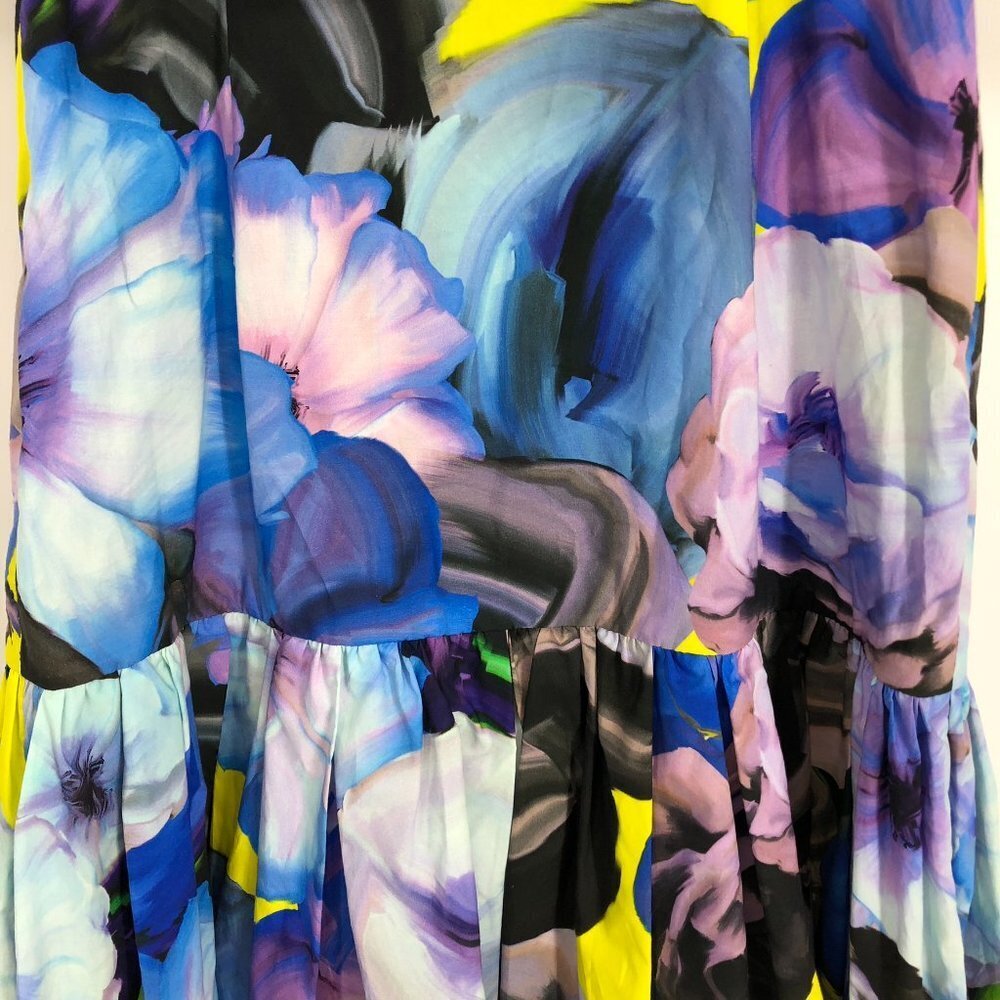 NWT MSGM Abstract Floral  Sleeveless Multicolor Ruffle Cotton Mini Dress Size 10 - Picture 10 of 16